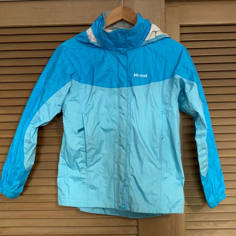 Girls Large Turquoise Marmot Rain Jacket